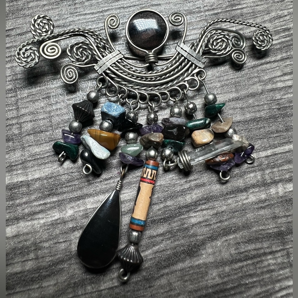 Vintage wrapped sterling silver pin